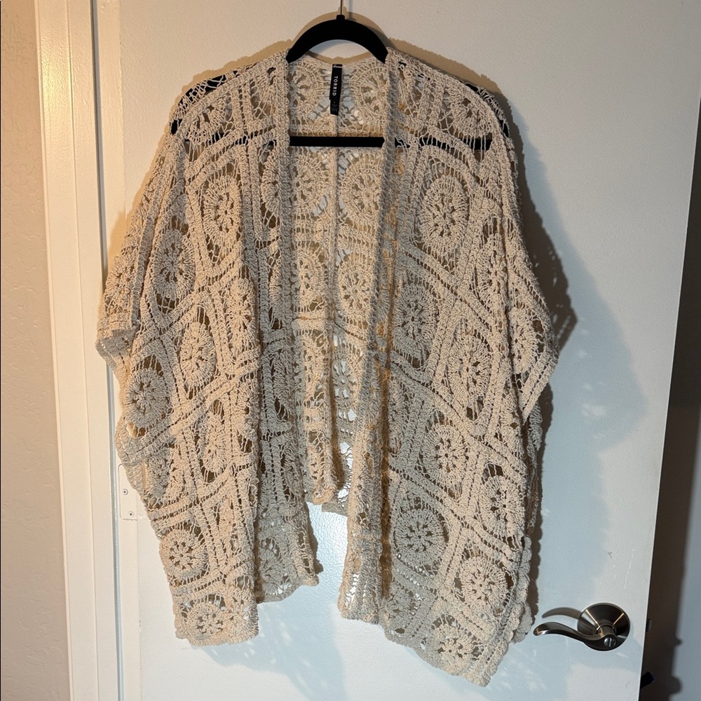 Torrid Cream Crochet Ruana